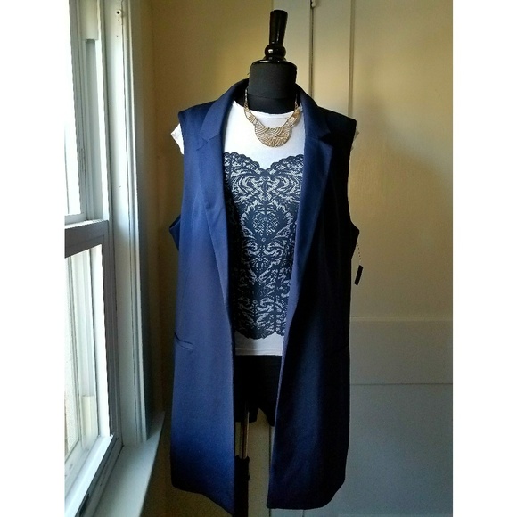 The Limited Tops - The Limited Navy Blazer Vest Plus Size